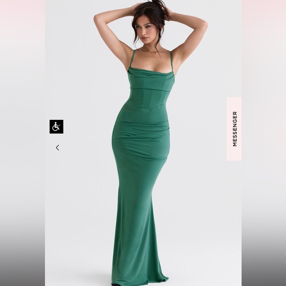 HOUSE OF CB- MILENA FOREST GREEN CORSET MAXI DRESS - Picture 4 of 10